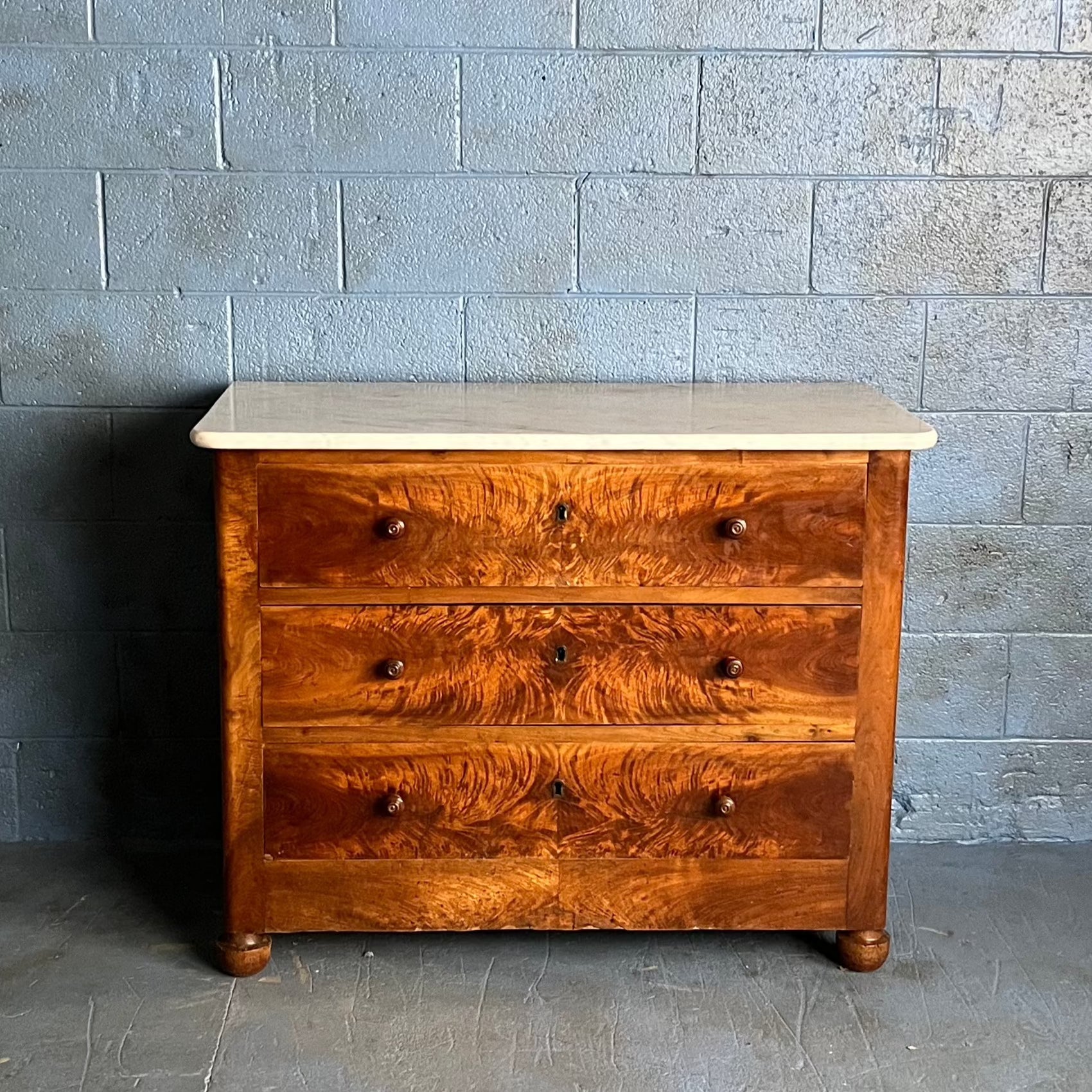 ON HOLD: 3 Drawer Marble Top Chest 44" wide 22" deep