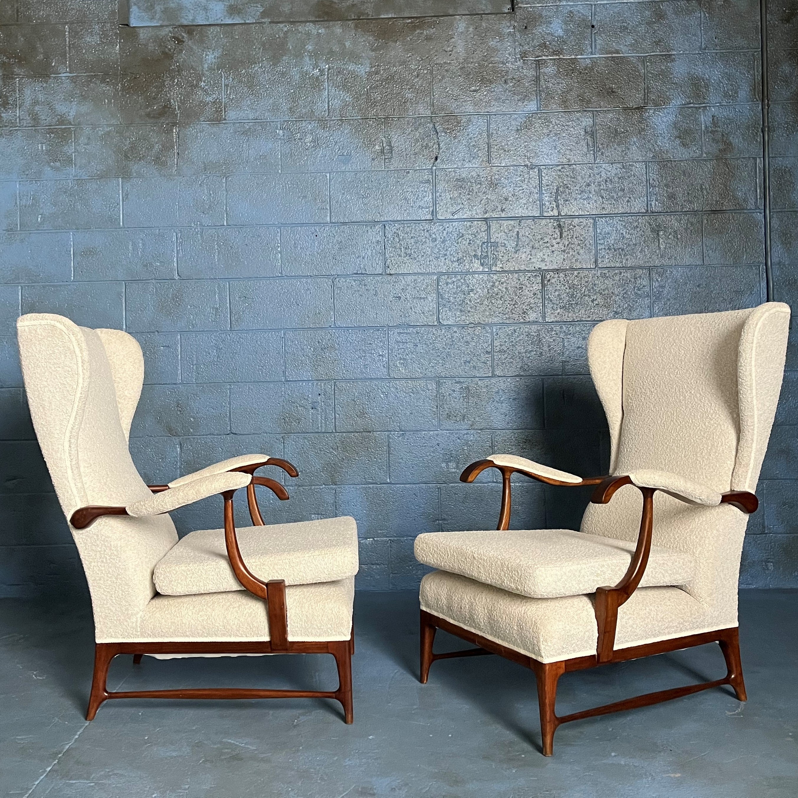 SOLD - 1950's Italian White Boucle Armchairs